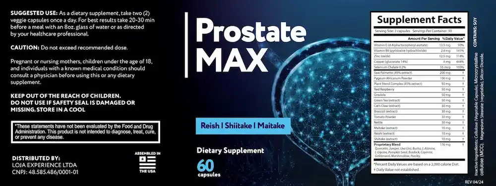 Etiqueta Oficial del Suplemento Prostate Max